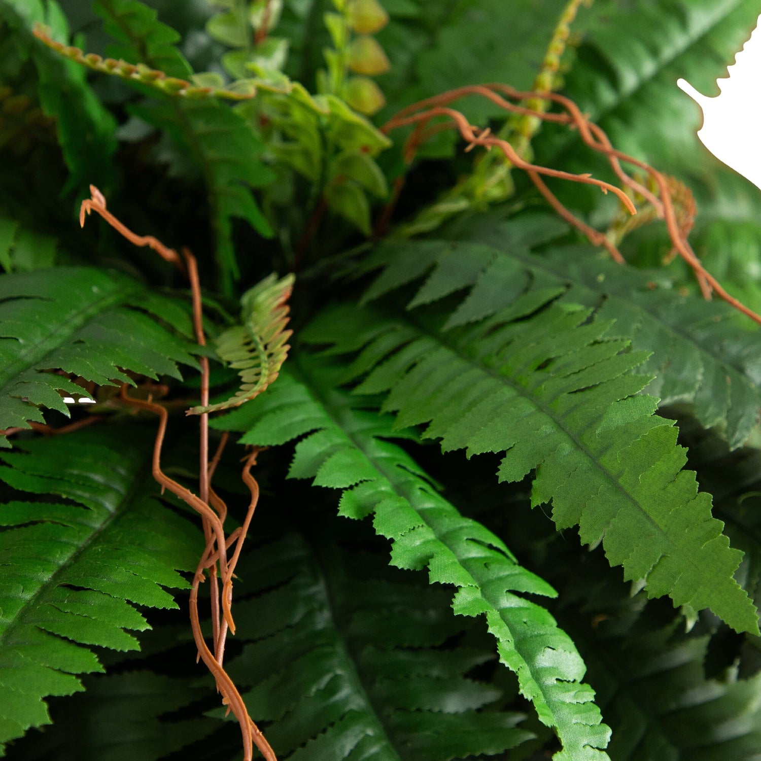 35” Artificial Boston Fern in Brass Metal Planter with Stand