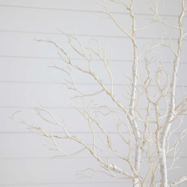 35” Pre-Lit Artificial White Birch Branches with 80 Warm White LED Lights - Set of 2