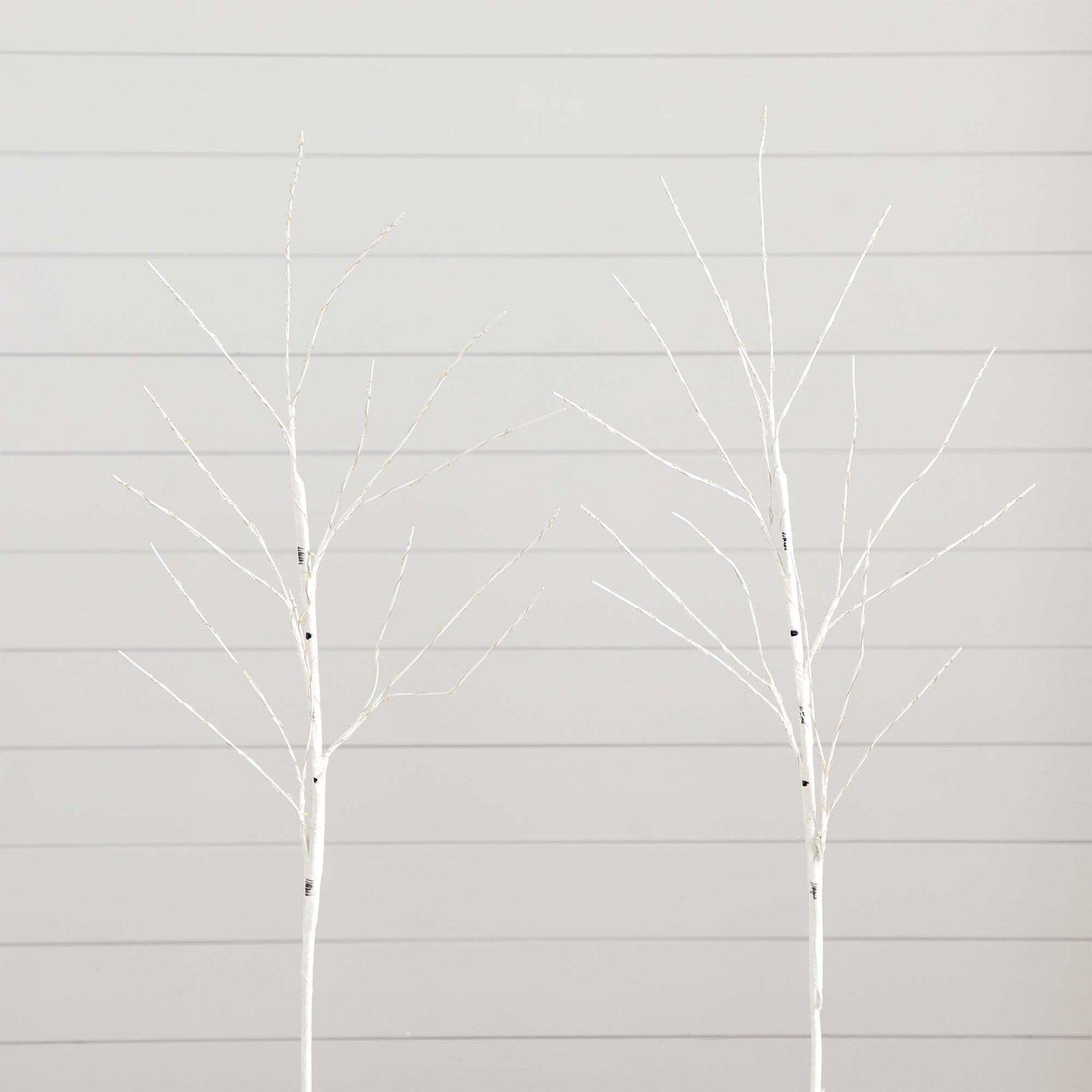 36" Pre-Lit Artificial White Birch Branches with 150 Warm White LED Lights - Set of 2