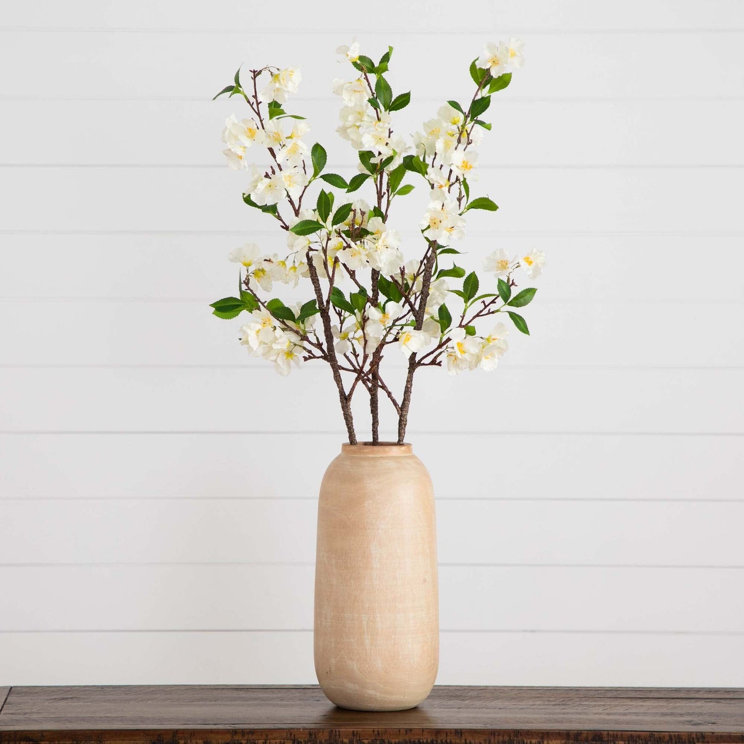 38" Artificial White Blossom Flower Stems - Set of 3