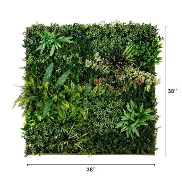 38” x 38” UV Resistant Madagascar Forest Artificial Living Wall Art Panel in Gold Aluminum