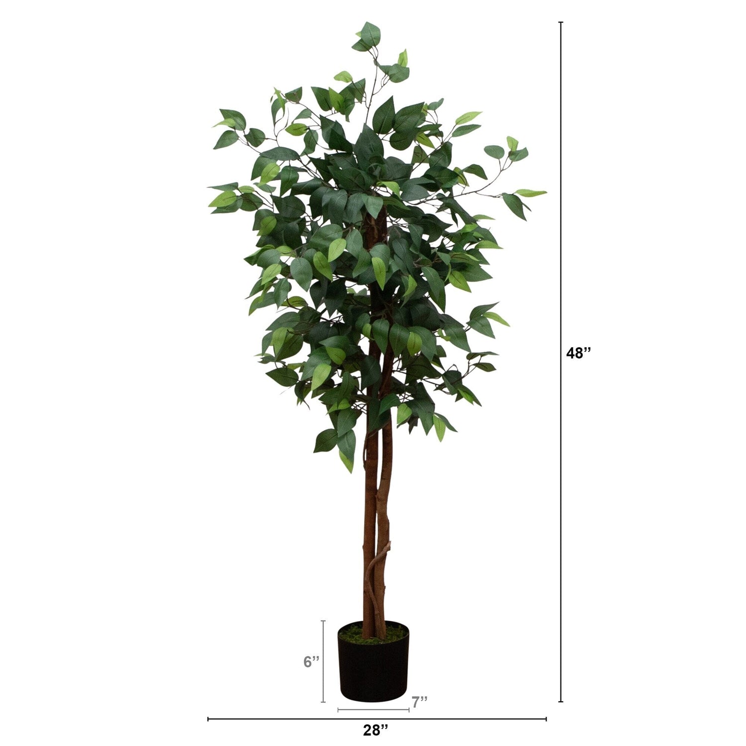 4’ Artificial Double Trunk Ficus Tree