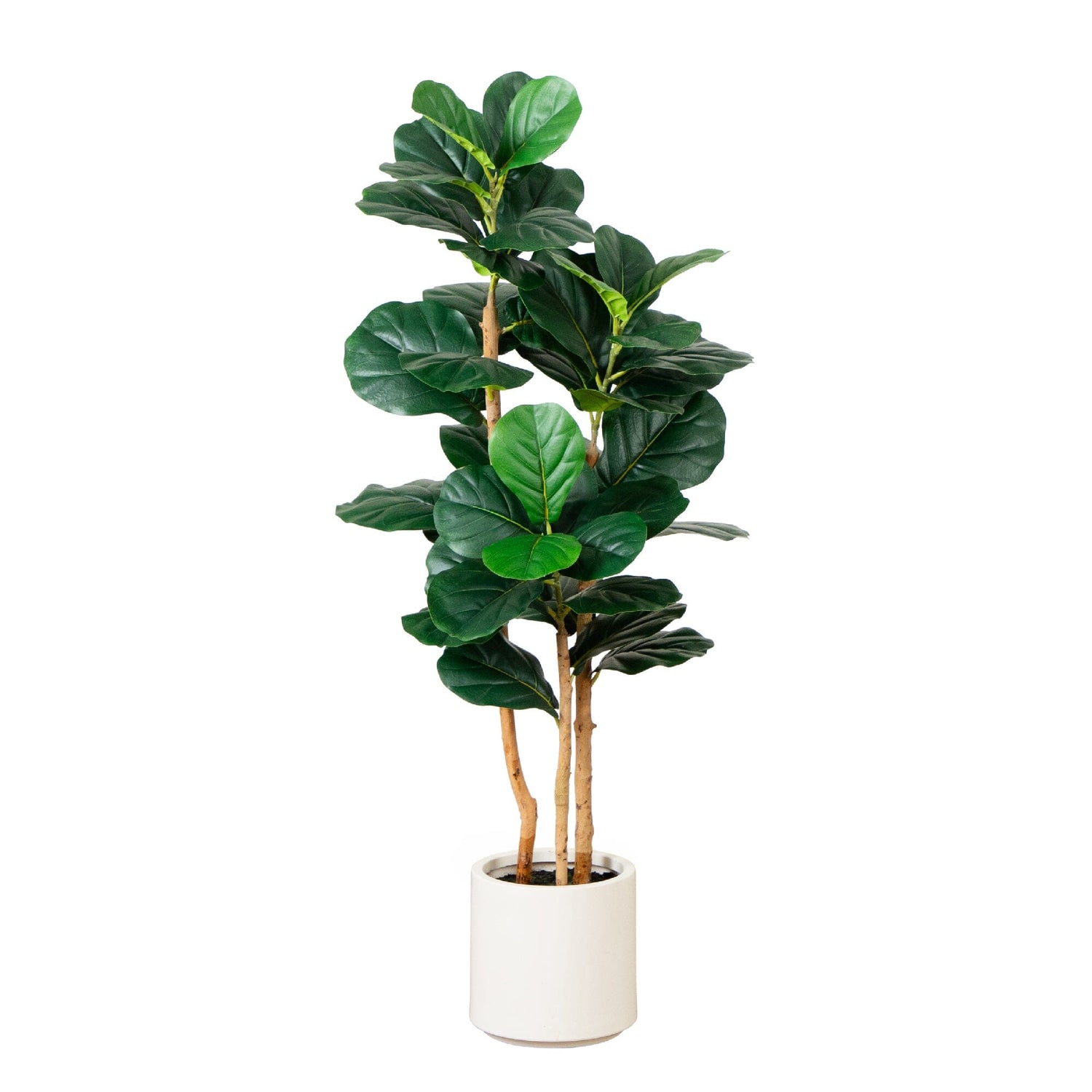 4’ Artificial Fiddle Leaf Tree in Decorative White Planter