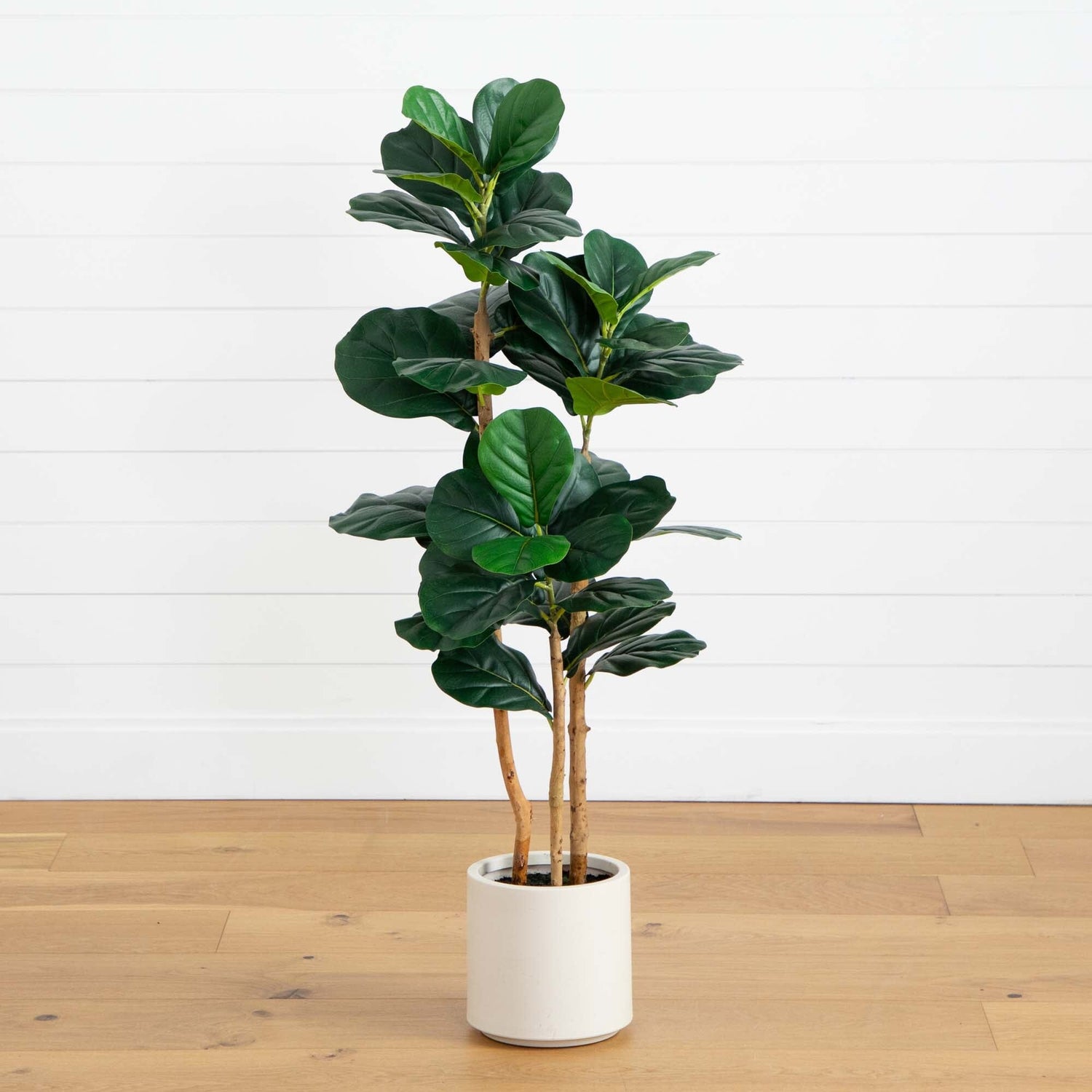 4’ Artificial Fiddle Leaf Tree in Decorative White Planter