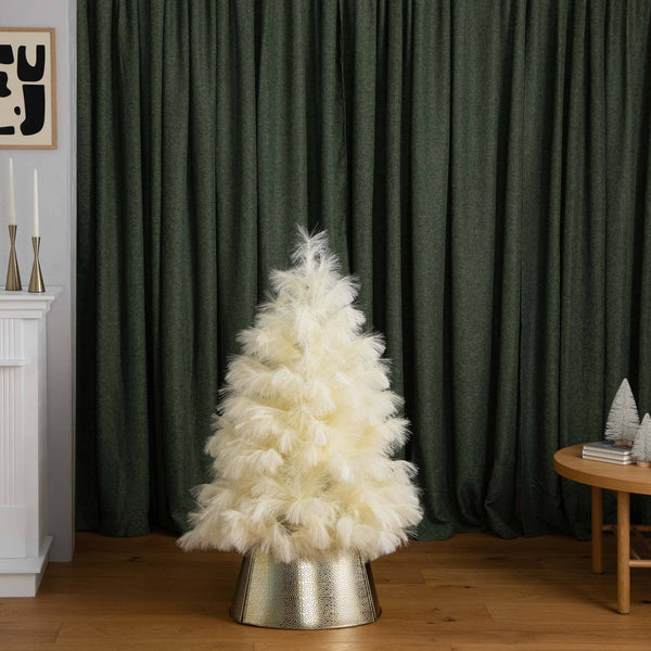 4’ Artificial Off-White Pampas Grass Christmas Tree