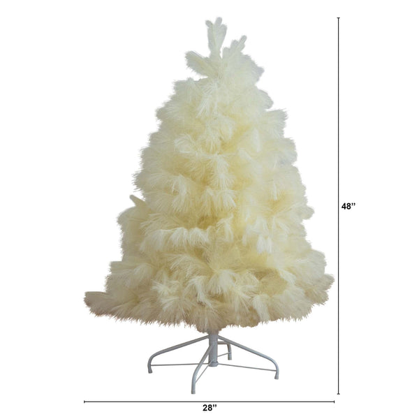 4’ Artificial Off-White Pampas Grass Christmas Tree