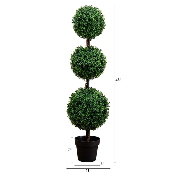 4’ Artificial Triple Ball Boxwood Topiary Tree (Indoor/Outdoor)