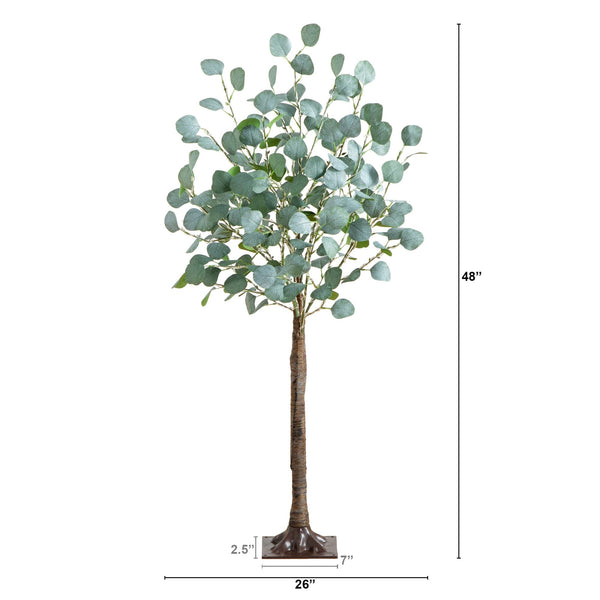 4’ Lighted Artificial Eucalyptus Tree with 240 Warm White LED Lights