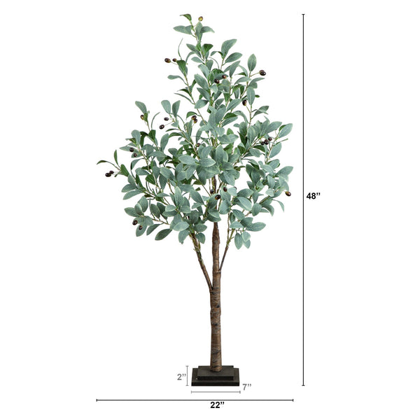 4’ Lighted Artificial Fruiting Olive Tree with 150 Warm White LED Lights