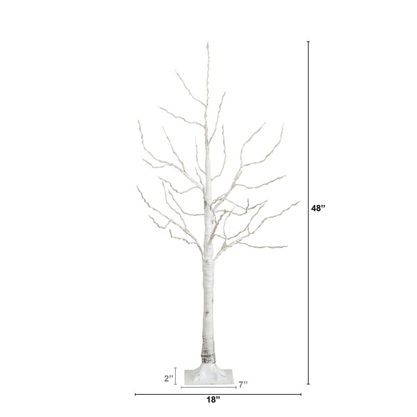 4’ Pre-Lit Artificial White Birch Tree with 180 Warm White LED Lights