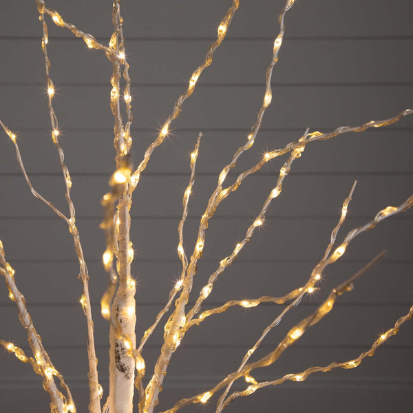 4’ Pre-Lit Artificial White Birch Tree with 240 Color Changing LED Lights