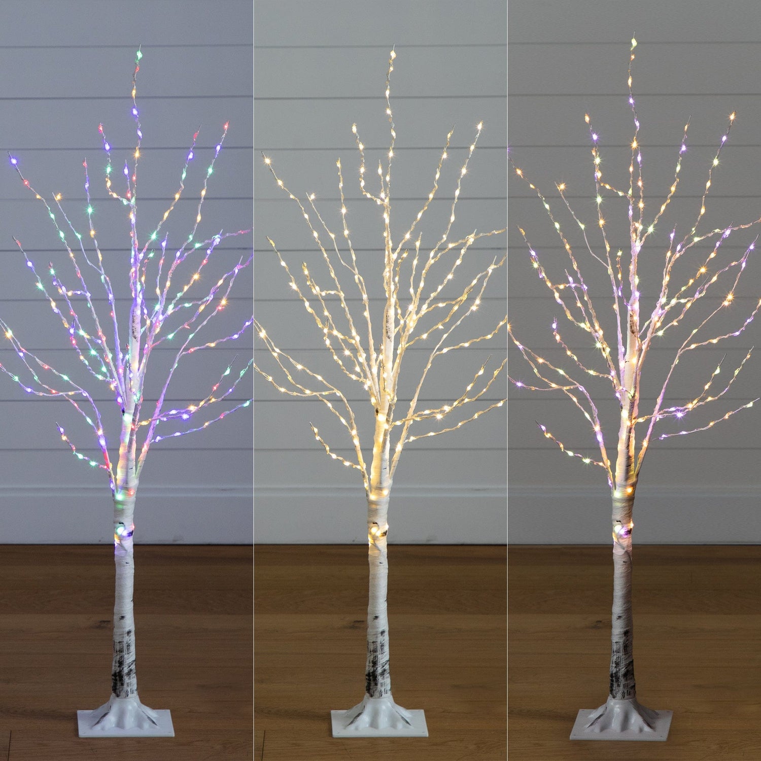 4’ Pre-Lit Artificial White Birch Tree with 240 Color Changing LED Lights