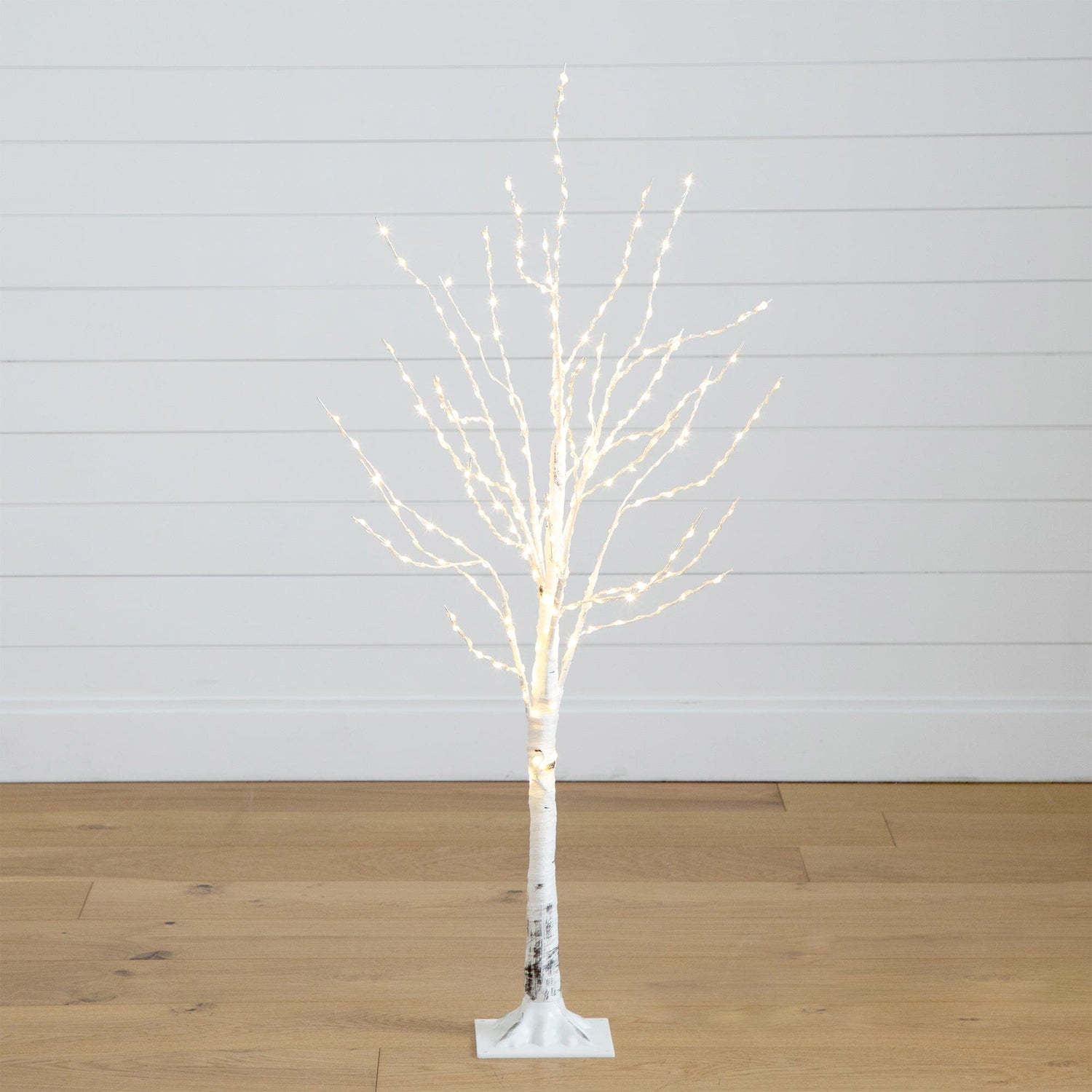 4’ Pre-Lit Artificial White Birch Tree with 240 Color Changing LED Lights