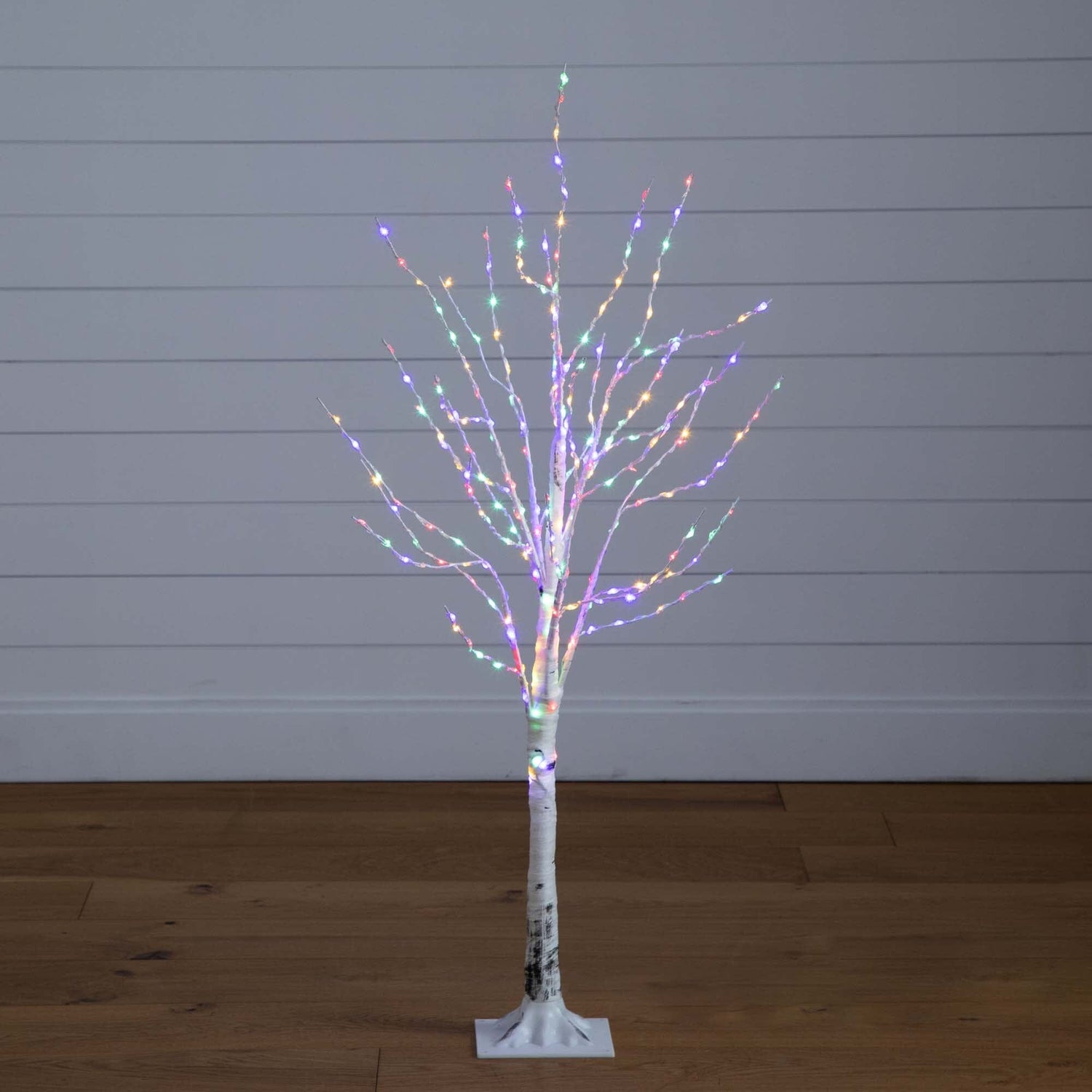 4’ Pre-Lit Artificial White Birch Tree with 240 Color Changing LED Lights