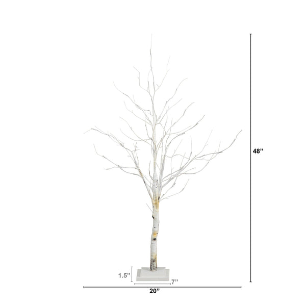 4’ Pre-Lit Artificial White Birch Tree with 51 White LED Lights