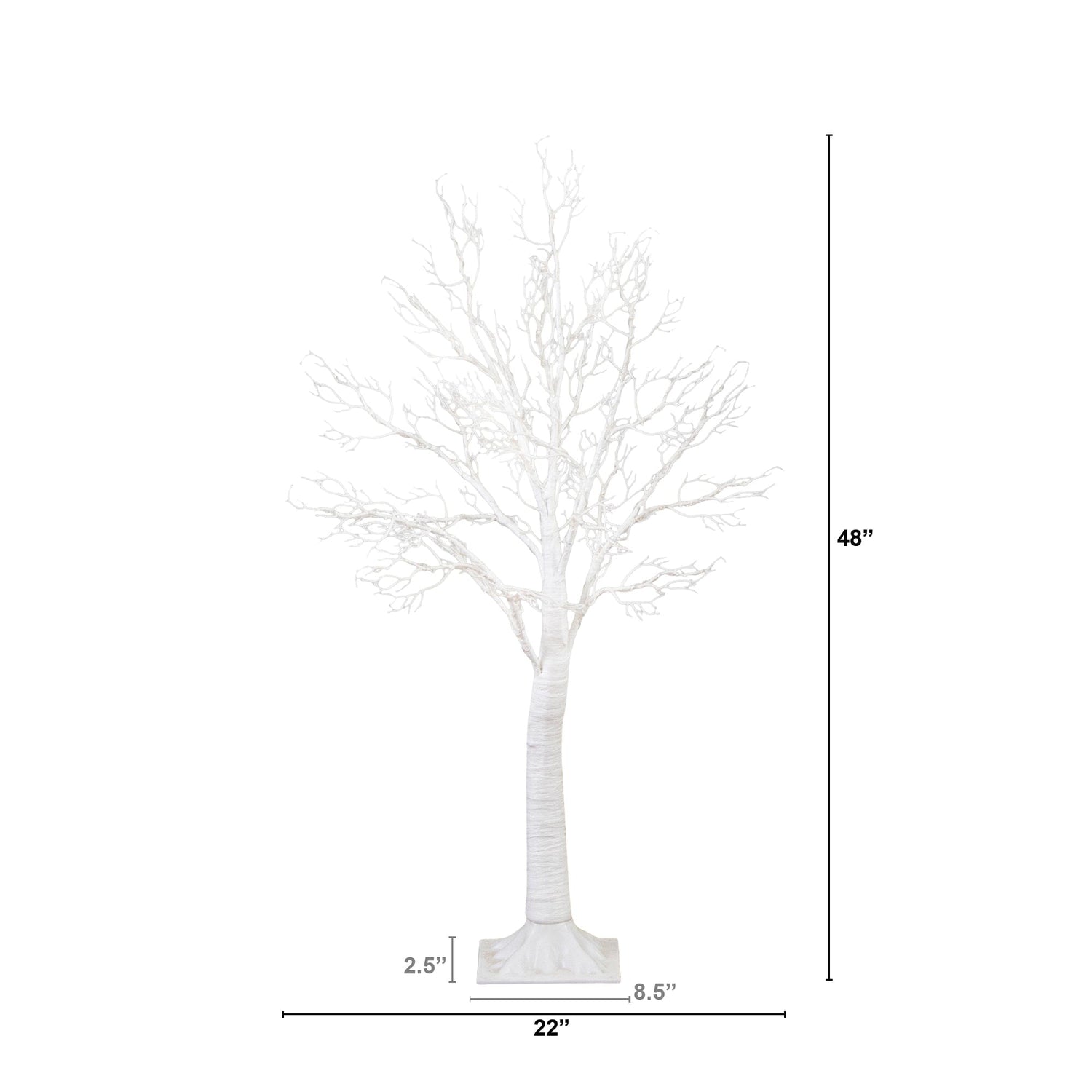 4’ Pre-Lit Artificial White Twig Tree with 160 Warm White LED Lights