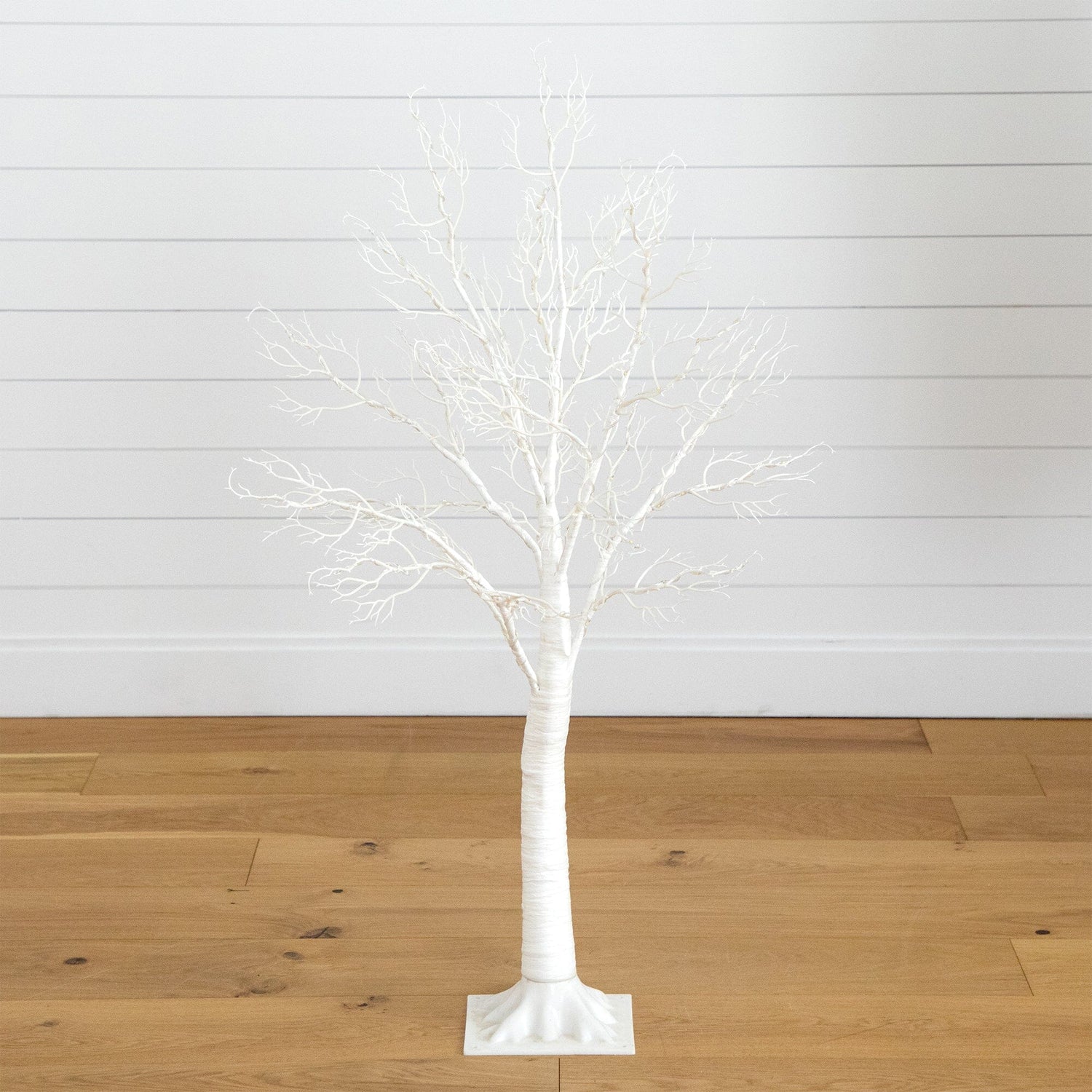 4’ Pre-Lit Artificial White Twig Tree with 160 Warm White LED Lights