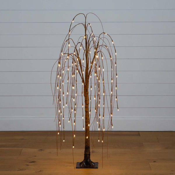 4’ Pre-Lit Artificial Willow Tree with 120 Warm White LED Lights