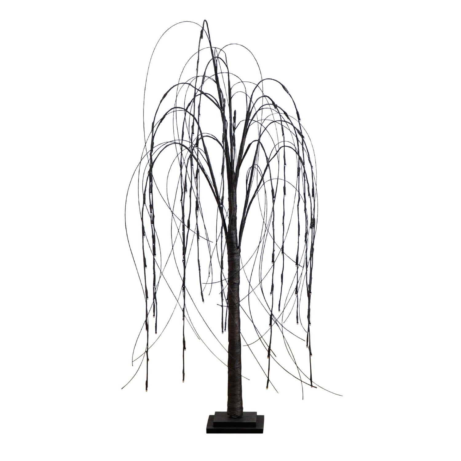 4’ Pre-Lit Halloween Black Willow Artificial Fall Tree with 120 Orange & Purple LED Lights