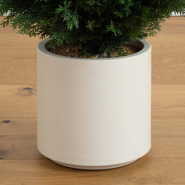 4’ UV Resistant Artificial Cedar Tree in Decorative White Planter (Indoor/Outdoor)