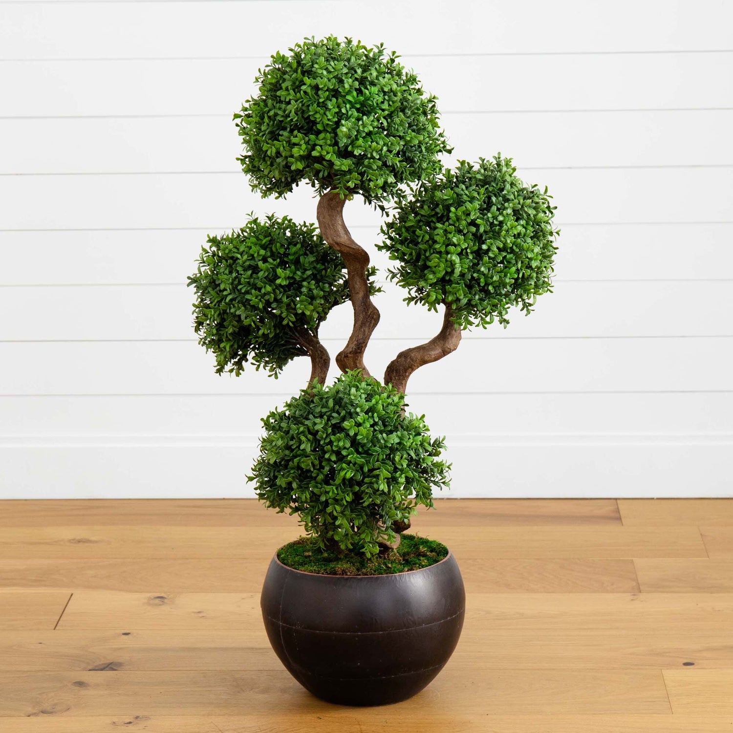 44” Four Ball Boxwood Artificial Topiary Tree in Planter