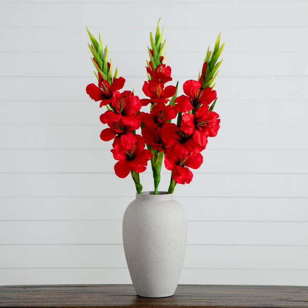 45" Artificial Gladiolus Flower Stems - Set of 3