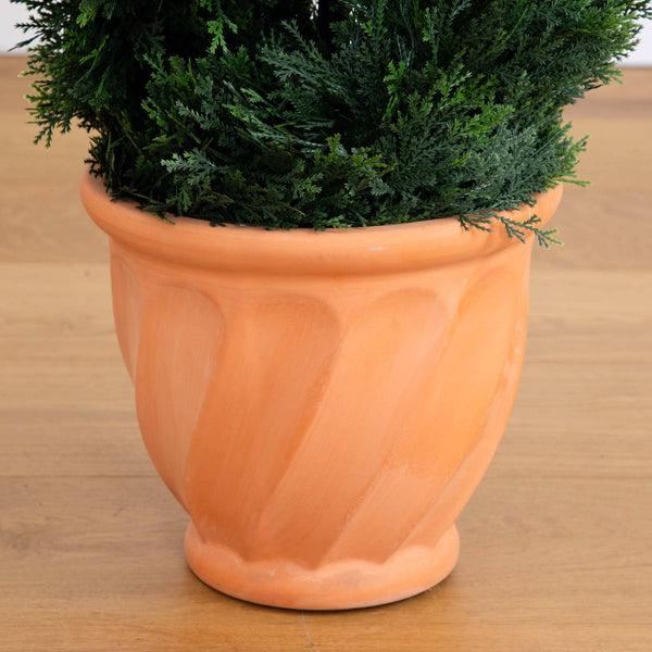 4.5’ Double Cypress Topiary Artificial Tree in Terracotta Planter (Indoor/Outdoor)