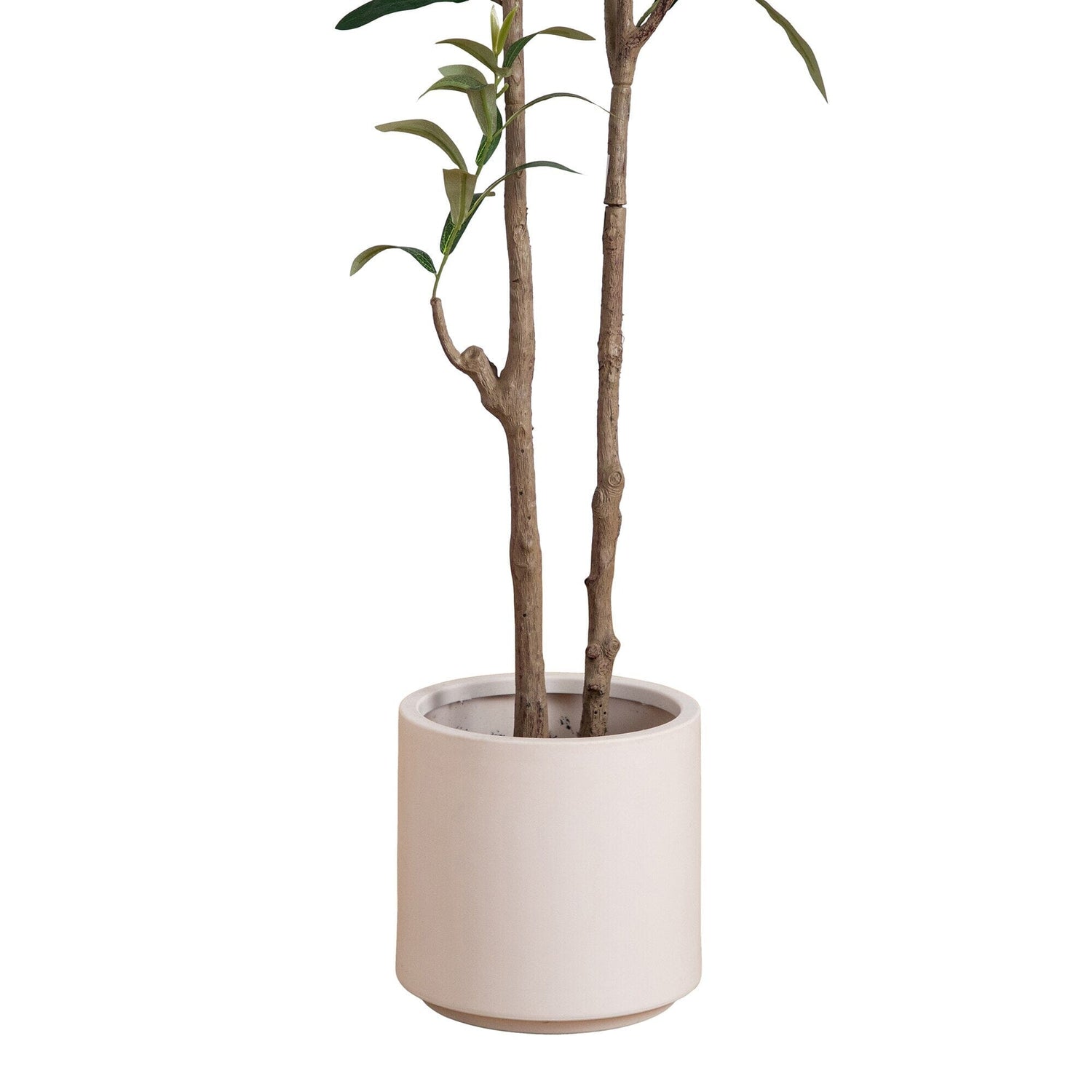 5’ Artificial Minimalist Olive Tree in White Decorative Planter