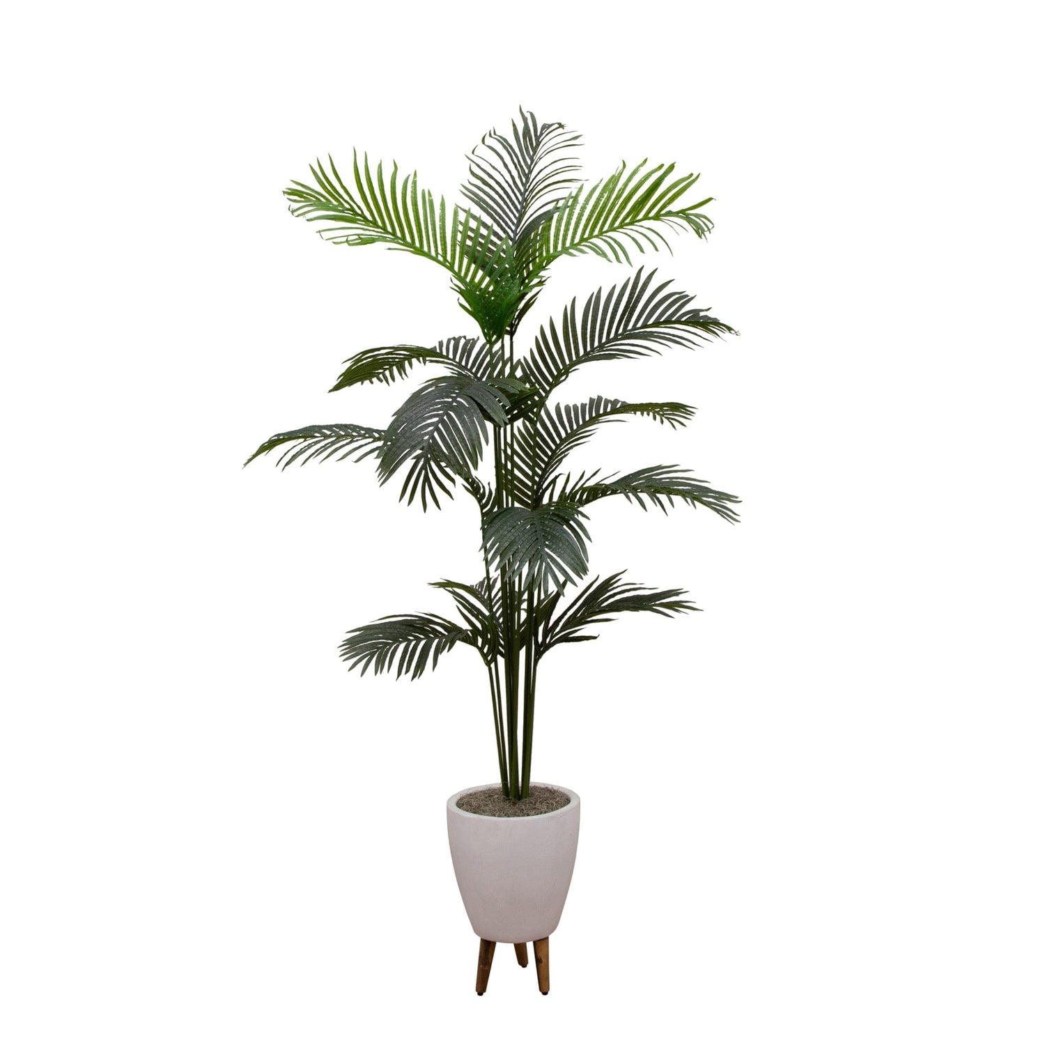 5' Artificial Paradise Palm Tree in White Ceramic Tripod Planter