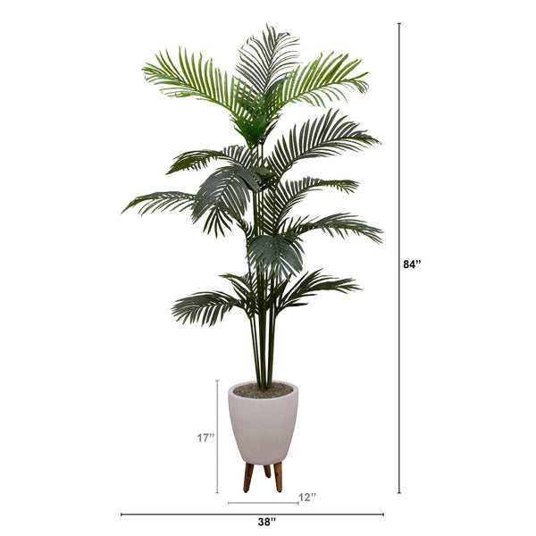 5' Artificial Paradise Palm Tree in White Ceramic Tripod Planter