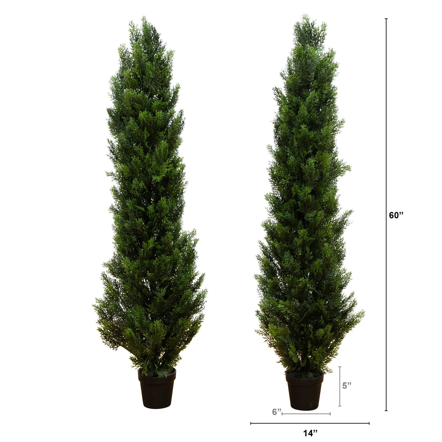 5' Mini Cedar Pine Tree UV Resistant (Indoor/Outdoor) - Set of 2