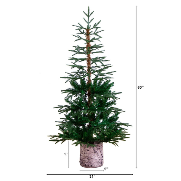 5’ Artificial Woodland Fir Christmas Tree in Decorative Planter