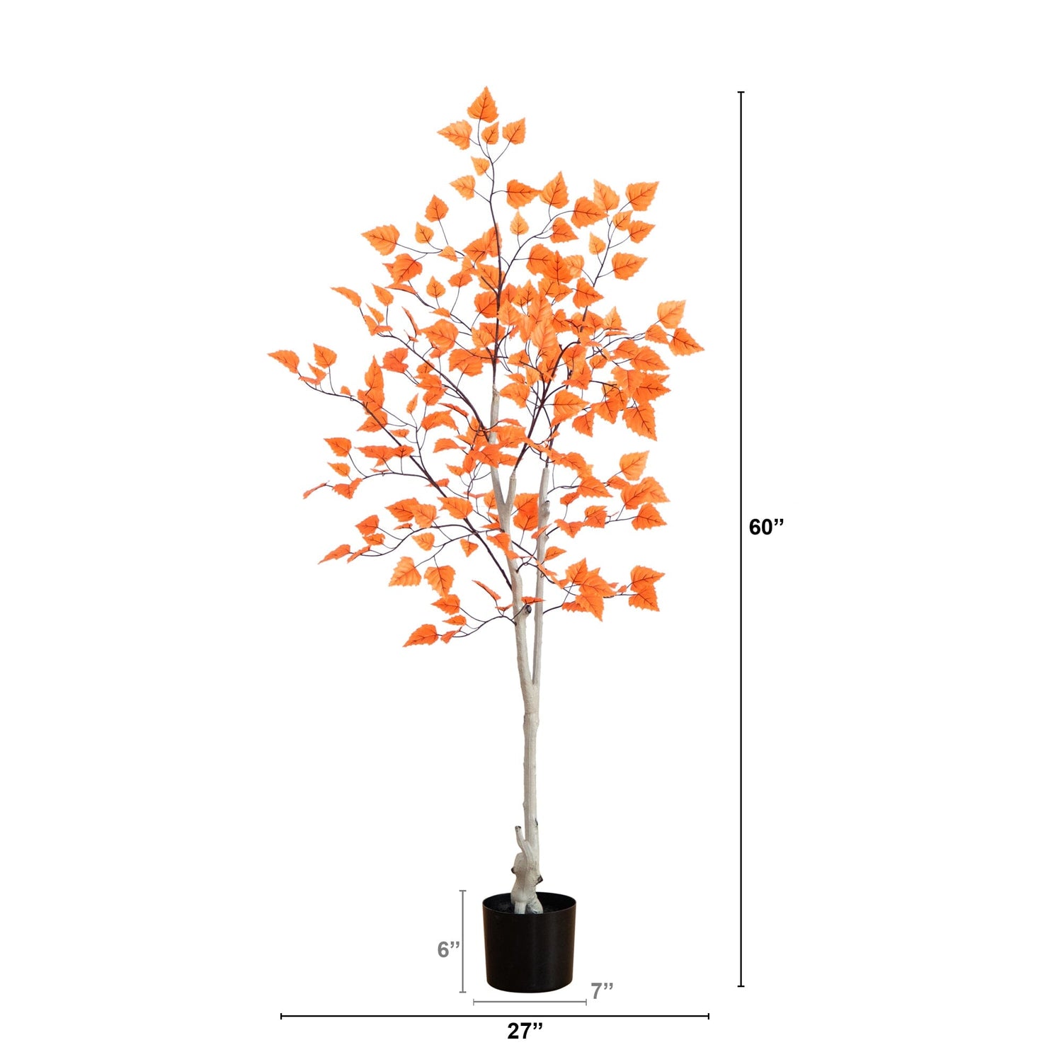 5’ Autumn Paper Birch Artificial Fall Tree