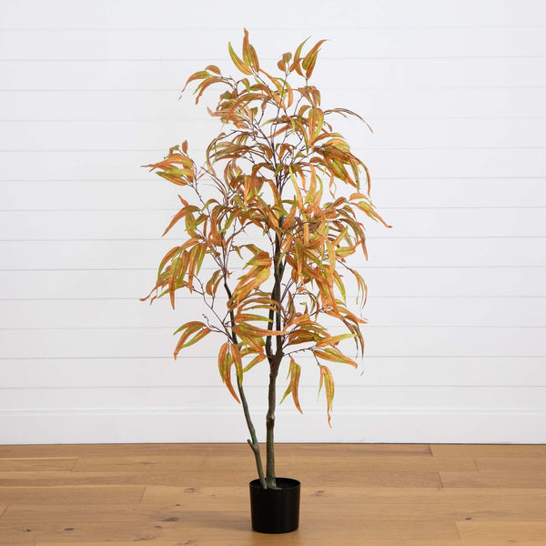 5’ Autumn Wispy Eucalyptus Artificial Fall Tree