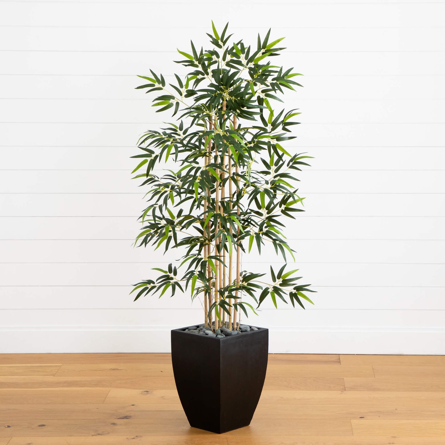 5' Bamboo Artificial Tree in Black Wash Planter