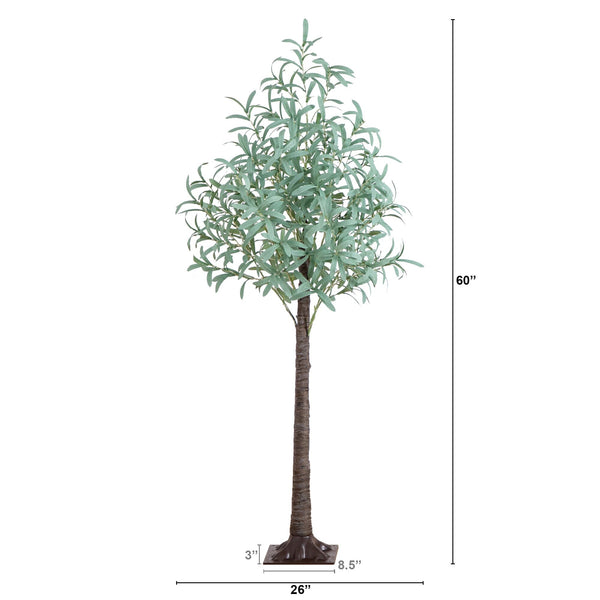 5’ Lighted Artificial Olive Tree with 300 Warm White LED Lights