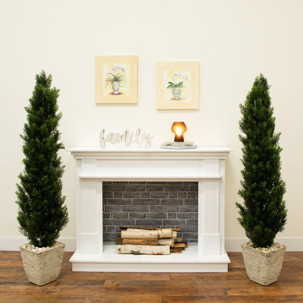 5' Mini Cedar Pine Tree UV Resistant (Indoor/Outdoor) - Set of 2