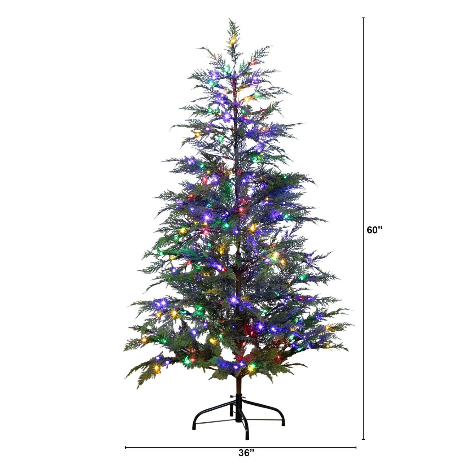 5’ Pre-Lit Artificial Park City Pine Christmas Tree with 200 Multicolored LED Dewdrop Lights