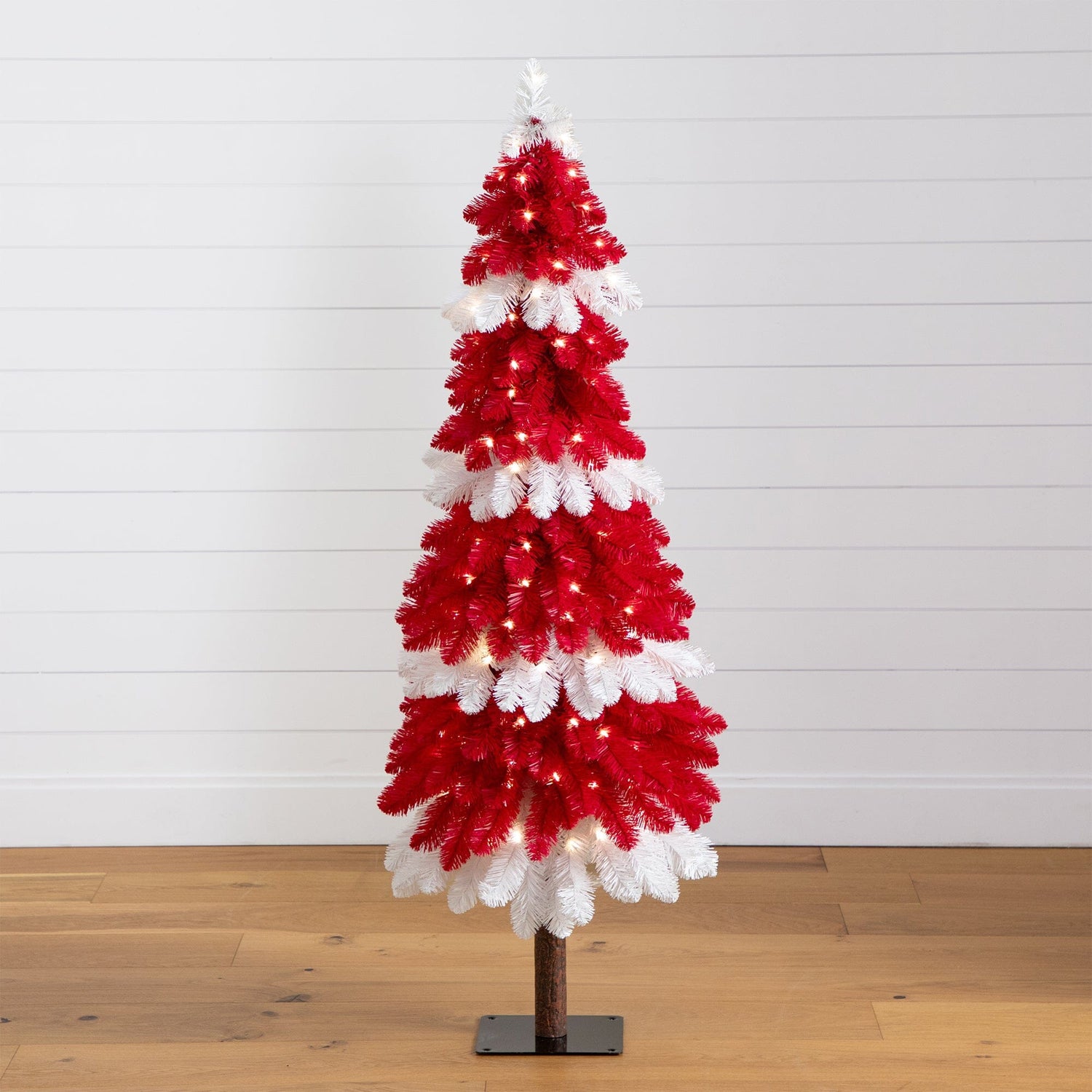 5' Pre-Lit Artificial Peppermint Christmas Tree with 150 Microdot LED Lights