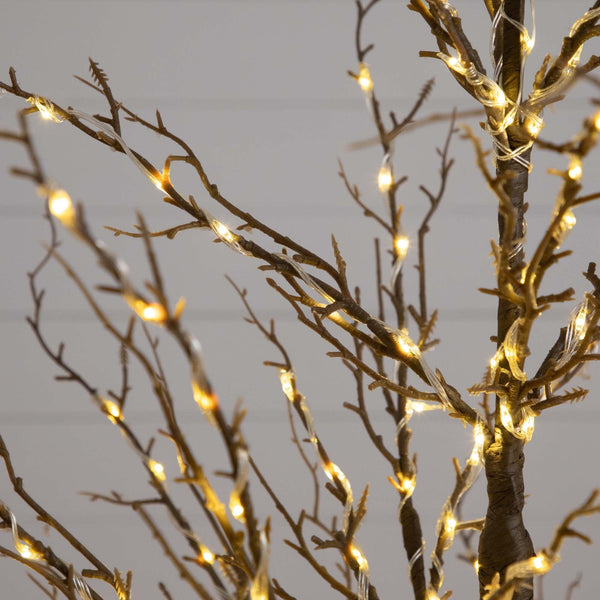 5’ Pre-Lit Artificial Twig Tree with 360 Warm White LED Lights