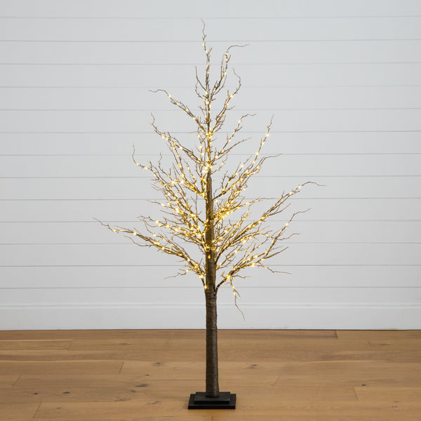 5’ Pre-Lit Artificial Twig Tree with 360 Warm White LED Lights