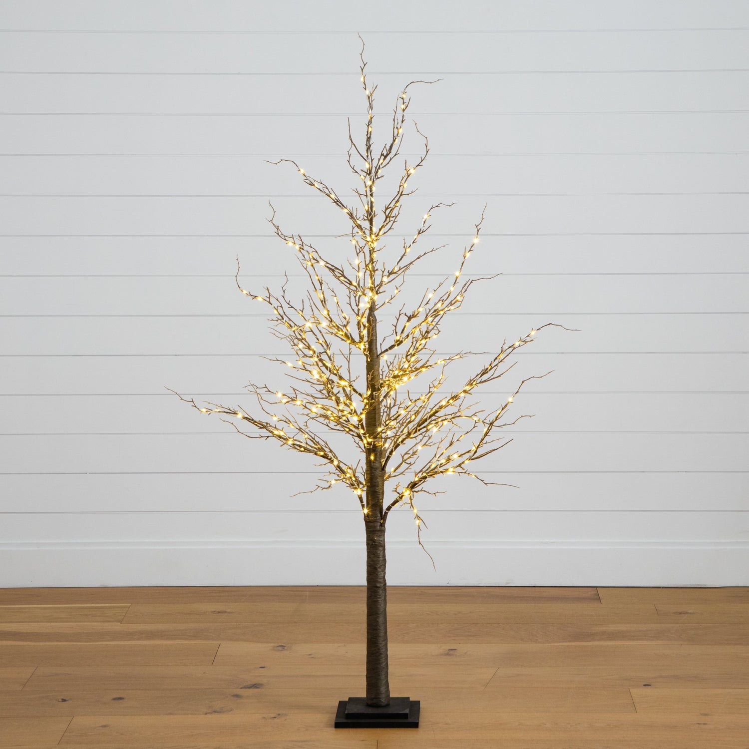 5’ Pre-Lit Artificial Trig Tree with 360 Warm White LED Lights