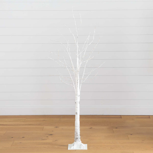 5’ Pre-Lit Artificial White Birch Tree with 240 Warm White LED Lights