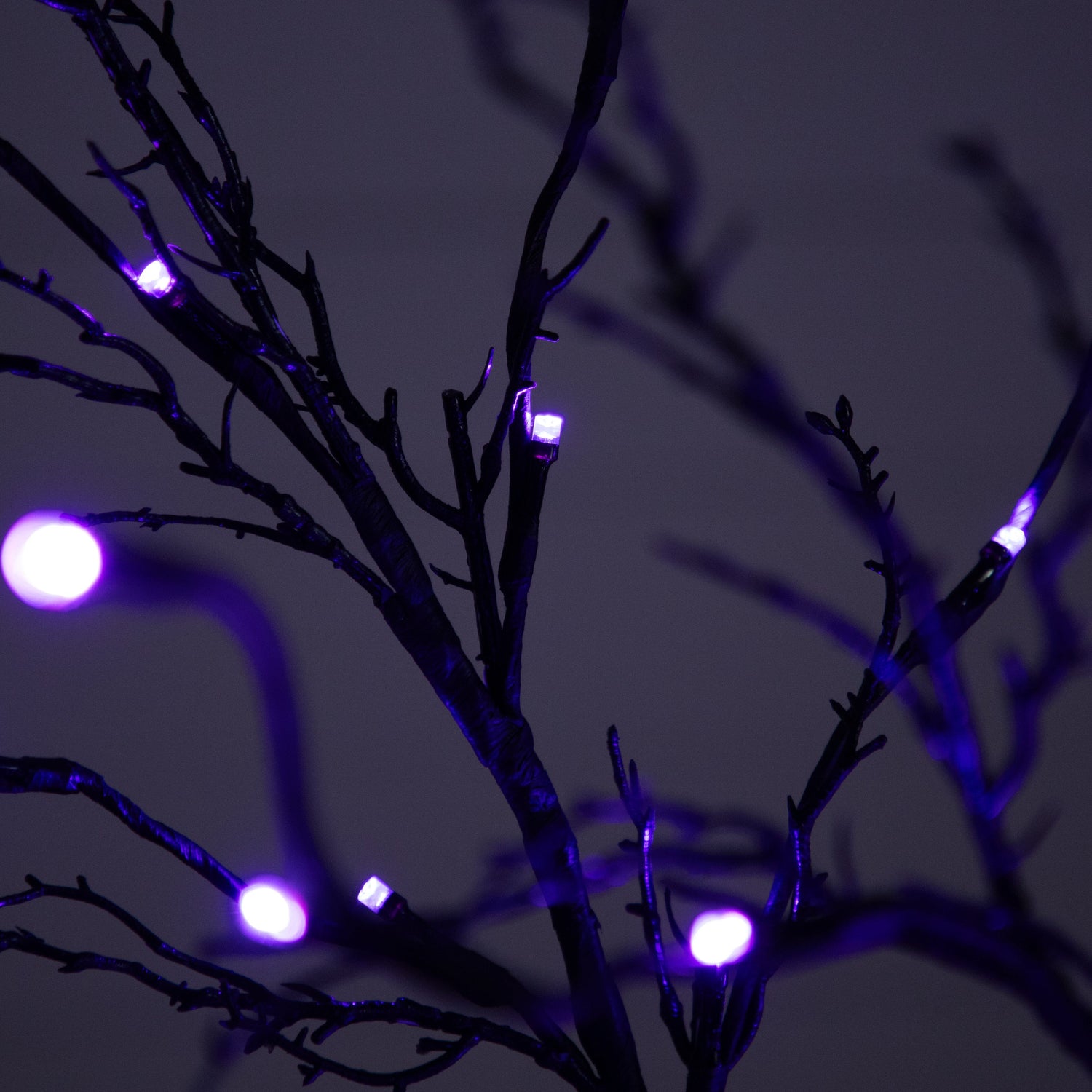 5’ Pre-Lit Halloween Deluxe Black Twig Artificial Fall Tree with 102 Orange & Purple LED Lights