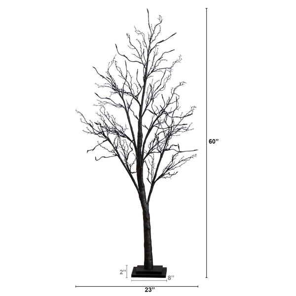 5’ Pre-Lit Halloween Deluxe Black Twig Artificial Fall Tree with 102 Orange & Purple LED Lights