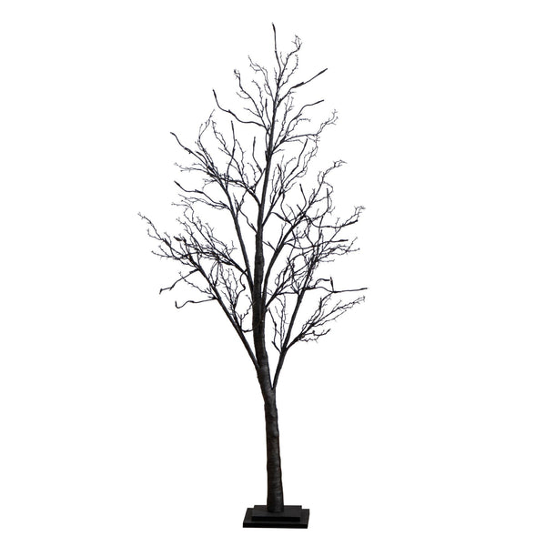 5’ Pre-Lit Halloween Deluxe Black Twig Artificial Fall Tree with 102 Orange & Purple LED Lights