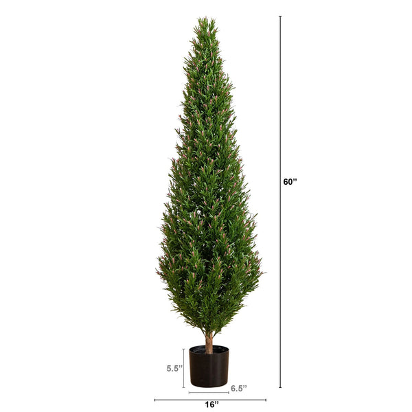 5' UV Resistant Artificial Rosemary Cone Topiary Tree (Indoor/Outdoor)