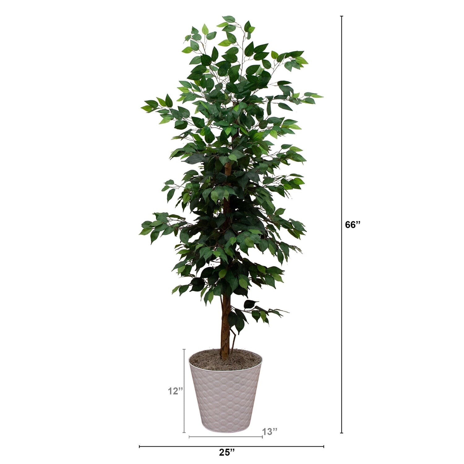 5.5' Artificial Ficus Tree in Hexagon Metal Planter