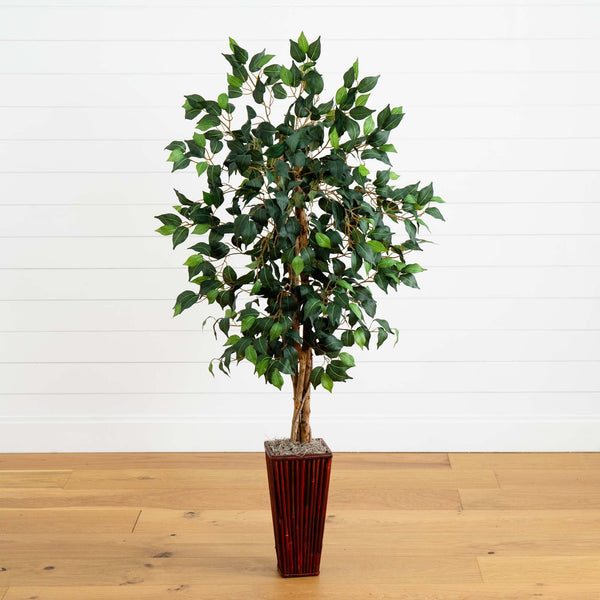 5.5’ Ficus Tree w/Bamboo Planter