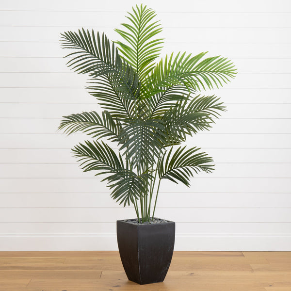 5.5’ Paradise Artificial Palm Tree in Black Planter